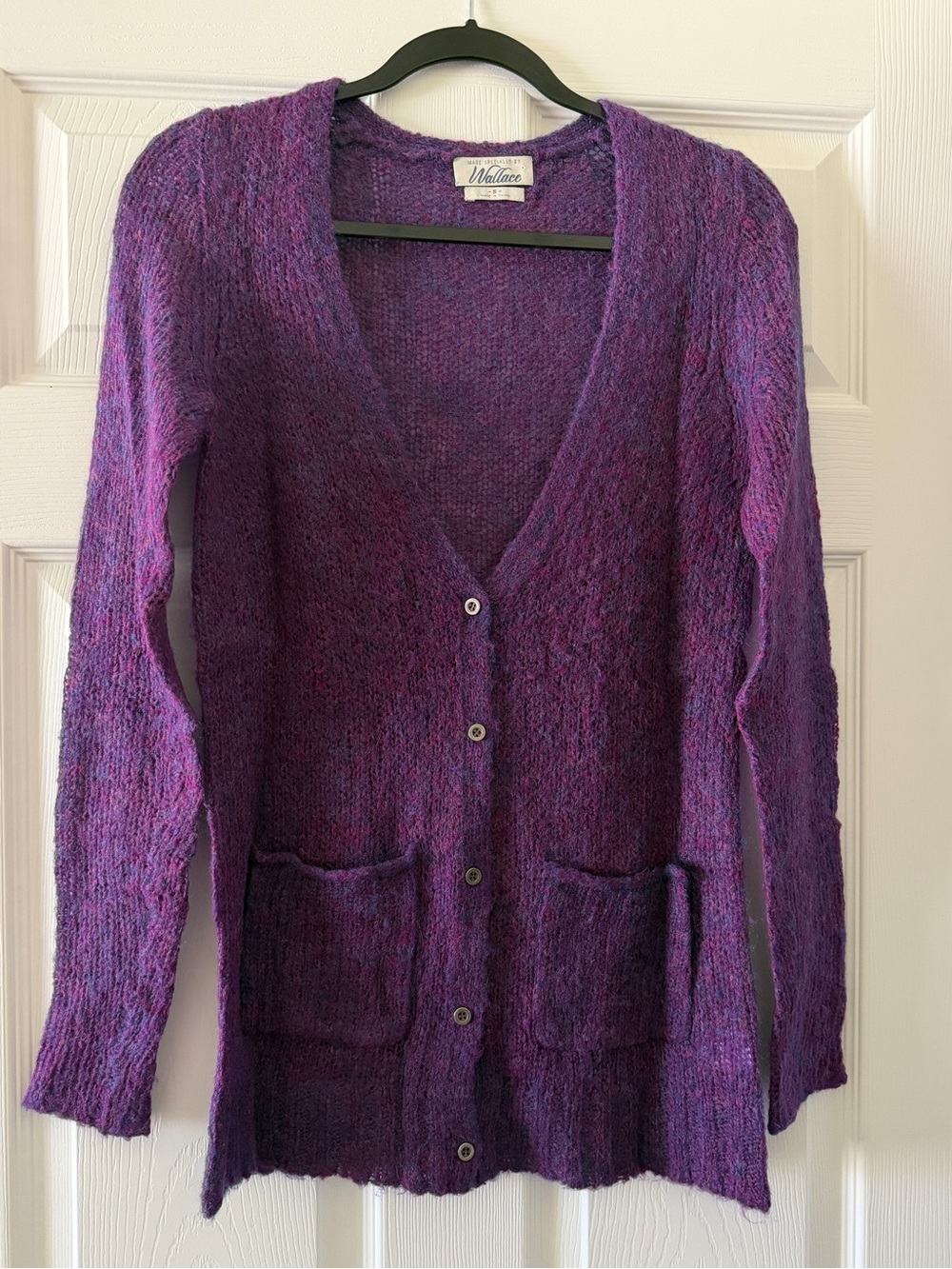 Wallace for Madewell Purple Cozy V-Neck Button-Front Cardigan Sweater